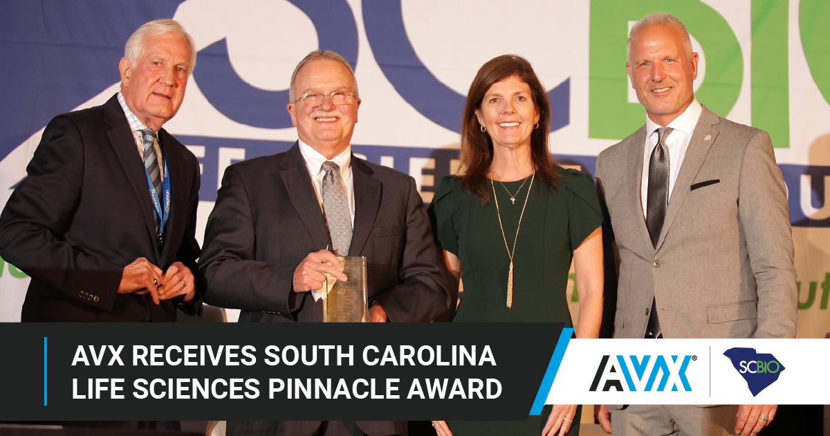 AVX Awarded South Carolina Life Sciences Pinnacle Award for Organizational Contribution at SCBIO 2019