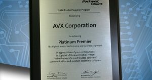AVX Receives Prestigious 2016 Rockwell Collins Platinum Premier Award